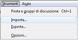 IMPORTARE ED ESPORTARE LA RUBRICA Per importare una rubrica da un file salvato in precedenza o da un altro programma di posta installato nel computer, apriamo la finestra principale della rubrica,