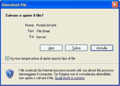 chiederà se si intende aprire l allegato o salvarlo su disco: Se si intende aprire l'allegato selezionare il