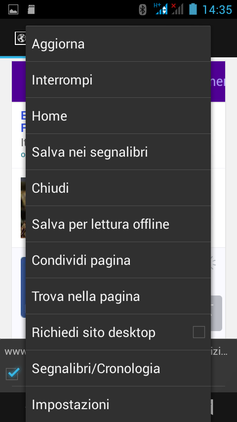 Accesso ad Internet Durante la visualizzazione di una pagina