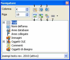 OPENOFFICE CALC 3 Alla destra dei campi Colonna e Riga abbiamo diversi pulsanti, che descriviamo brevemente con l'ausilio della numerazione assegnata ad essi in Figura 98: (1) selezione dell'area