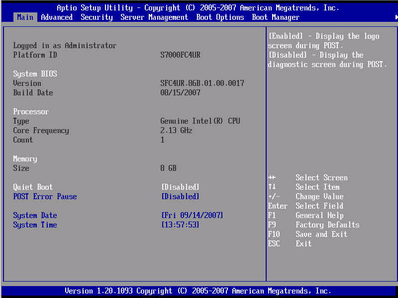 102 4 Sistema BIOS Menu Principale Il menu Principale visualizza informazioni importanti e fondamentali sul sistema.