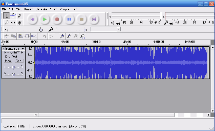 Contenuti multimediali: codifica e creazione 123 Figura 59: Finestra principale del programma Audacity (a sinistra), con il grafico del segnale in funzione del tempo.