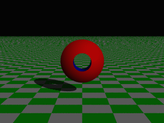 Fig. 65 Metteremo un blocco difference attorno all'intersezione ed al cilindro in questo modo : difference { intersection { sphere { <0, 0, 0>, 1 translate -0.