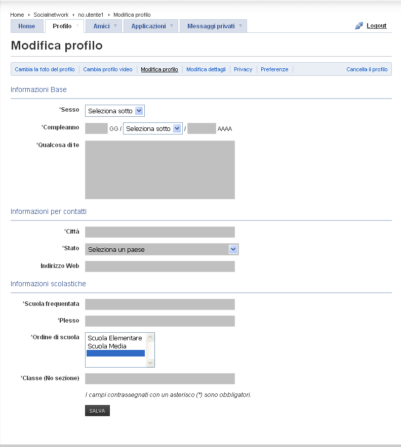2. Primi passi con NetPupils: Modificare il profilo e scegliere un avatar Modificati i dettagli, devi inserire i tuoi dati nel tuo profilo, cliccando su "Modifica profilo".