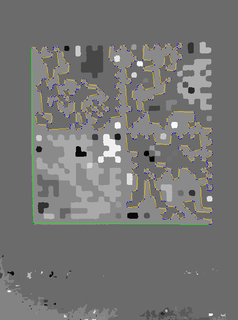 3.1. APPLICAZIONE VISUALTAG 61 Figura 3.7: Contorno segmentato dell area. In verde sono evidenziati i due segmenti più lunghi.