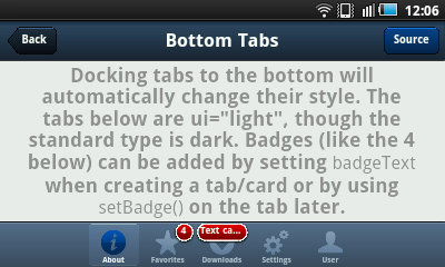 Bottom Tabs Il concetto è simile a quello dei tab, con la differenza che questi sono ancorati alla base della schermata e possono essere implementate con icone, testi e notifiche.