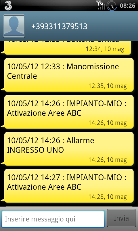 12.29.2 SMS ricevuti dall'utente I messaggi trasmessi all'utente sono tutti in forma estesa e immediatamente comprensibile.