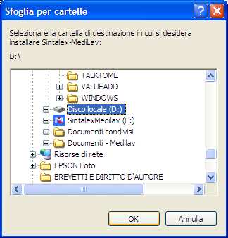 Se il software viene installato in Windows Vista, è necessario avere, sia per l installazione che per l utilizzo completo del Sintalex-MediLav, l accesso totale ai file e alle cartelle del Computer: