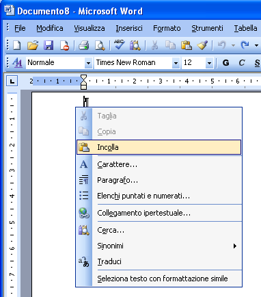 Se si vuole copiare l intero schermo del monitor, è sufficiente premere il tasto Print (1) della tastiera e procedere come già sappiamo per inserire l immagine catturata nel documento: 1 Un altro