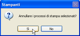 Per procedere alle operazioni di sospensione, ripresa e/o annullamento di una coda di stampa si può procedere in due modi: 1 cliccare sul documento, per selezionarlo, quindi dal menù Documento