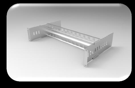 Sostegno apparati da 1HE a 4 HE Equipment Support from 1HE to 4HE Pannelli ciechi da 1HE a 6HE Blind Panels from 1HE to 6HE Ripiano attacco anteriore da 150 mm 250 mm, 350 mm, 400