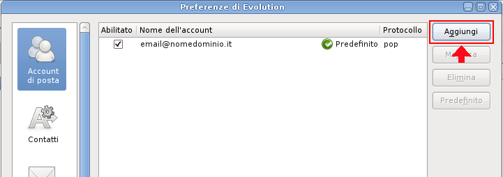 2. CONFIGURAZIONE DI UN NUOVO ACCOUNT DI POSTA (IMAP): 3. Aprire Evolution 4.