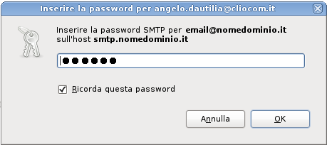 15.Al primo invio o ricezione di email il sistema richiedera' la password relativa