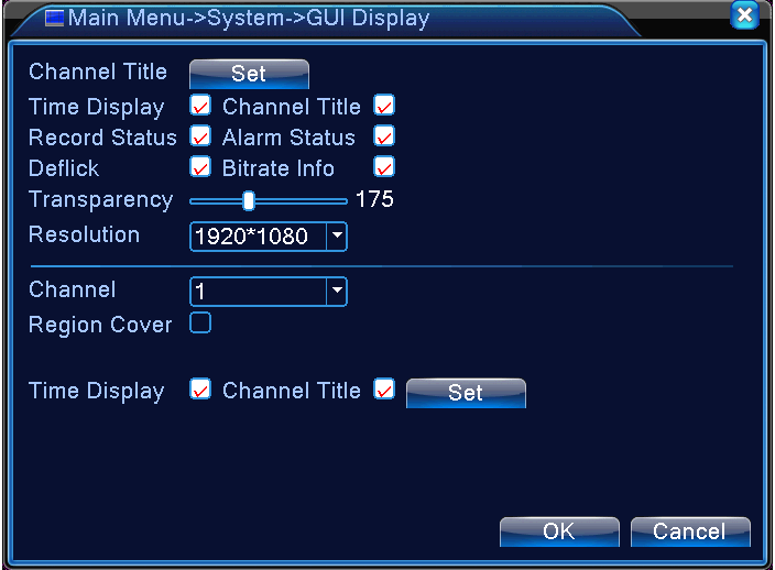 The GUI display Pic 4.36 output mode Channel Title Clicca il pulsante di nome del canale per modificare e entrare nel menù di nome del canale. Supporta 16 caratteri cinesi e 25 lettere.
