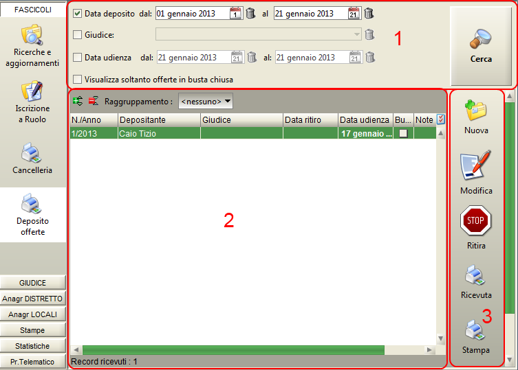 Pag. 163 L applicativo restituisce il messaggio con la conferma dell avvenuta iscrizione e la visualizzazione del numero di ruolo assegnato al fascicolo.