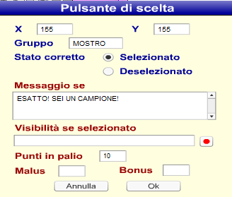 INSERIRE UN PULSANTE DI SCELTA Ci permette di inserire un test a scelta multipla. Prima di tutto inseriamo la domanda ed eventualmente l immagine a cui il test si riferisce.