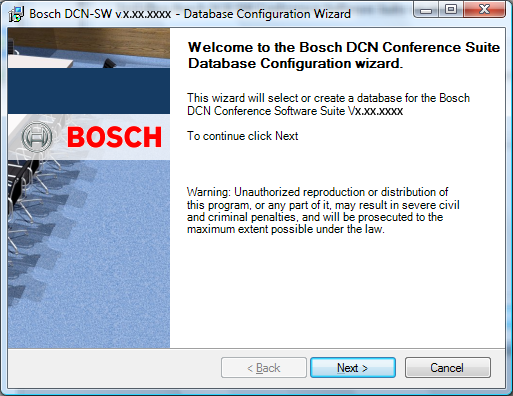 Suite del software per conferenze Bosch Come installare il software it 83 Installazione guidata di configurazione del database Dopo poco viene visualizzata la finestra successiva: Tutte le