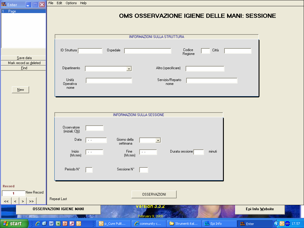 Sessione Igiene mani Osservazione 1 Osservazione 2 Osservazione 3 La sessione di igiene delle mani corrisponde ai 20 mi nuti circa di osservazione che