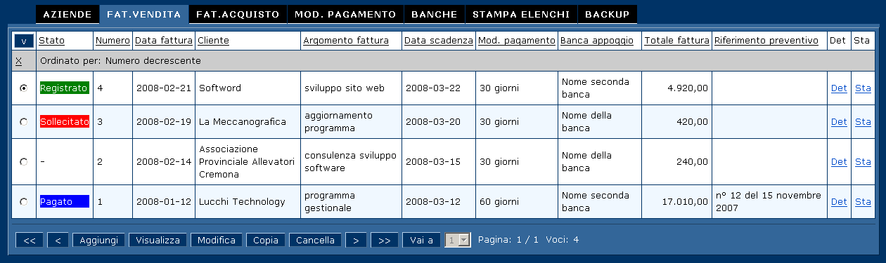 compone una fattura compariranno solo i clienti.