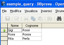 Creazione di una Query in SQL 2/2 Per attivare la query clicco due volte sull'icona (1) Appare una nuova