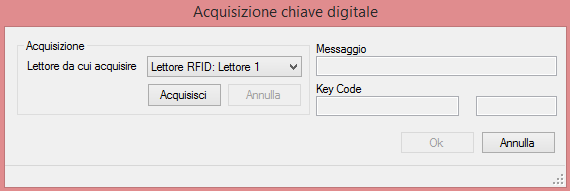 Manuale di programmazione TAB OPZIONI Acquisisci: pulsante per l acquisizione di un codice chiave. Elimina: pulsante per la cancellazione di un codice chiave.