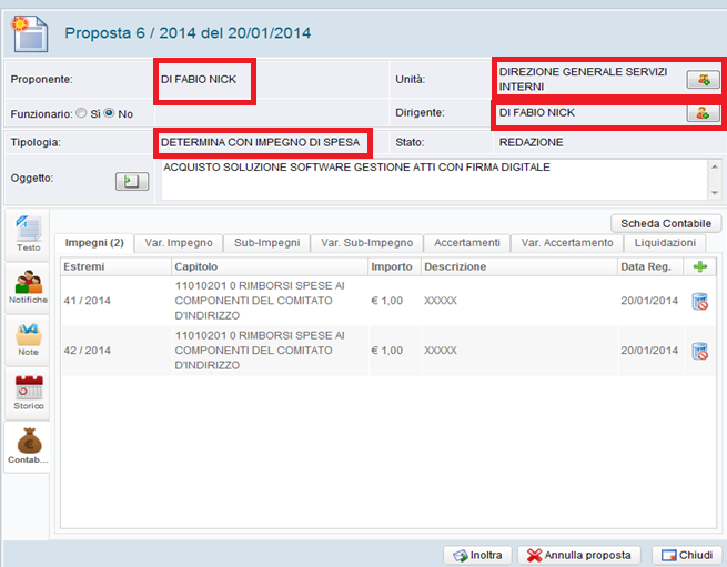 Gestione Determine con Spesa