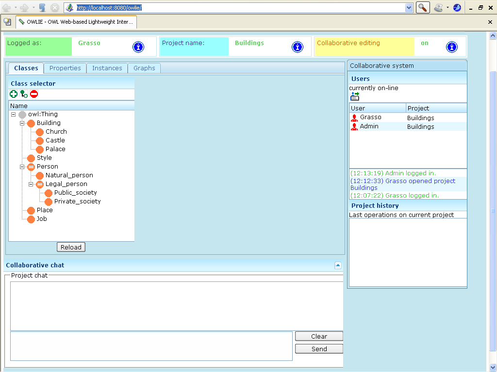 4.2. IL SOTTOSISTEMA COLLABORATIVO (a) widget collaborativo e pannello della chat (b) esempio