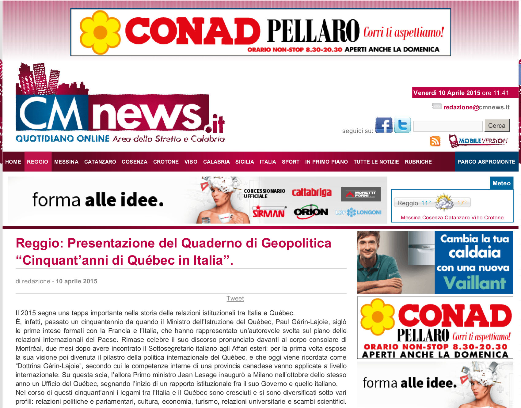 Articolo pubblicato sul sito cmnews.it cmnews.it Più : www.alexa.com/siteinfo/cmnews.it Estrazione : 10/04/2015 09:16:06 Categoria : Attualità File : piwi-9-12-272630-20150410-2004850143.