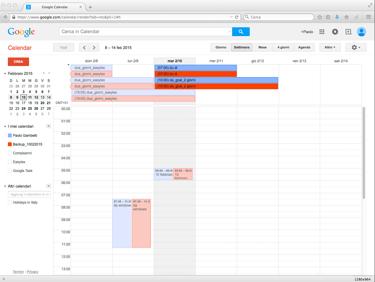 A questo punto possiamo, facoltativamente, procedere ad eliminare tutti gli eventi dal calendario che è stato utilizzato in passato per la sincronizzazione.