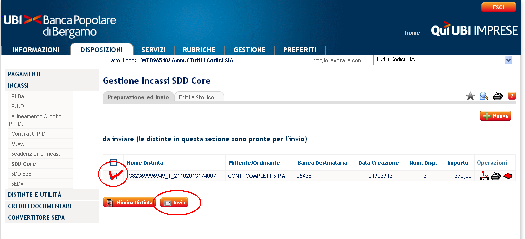 3.5 Step 4: Controlla esito Dopo qualche secondo, a conversione completata, viene mostrata la distinta SDD generata (oppure due, se erano presenti nel file RID contemporaneamente debitori associati a