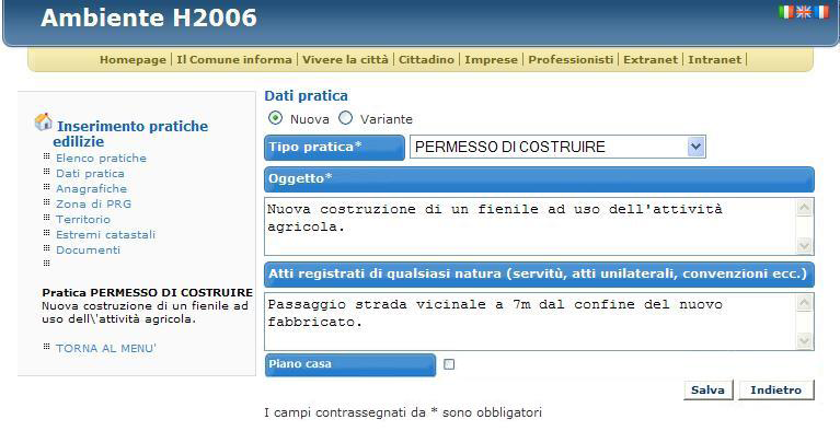 Pratiche Edilizie 11 Fig. 9: esempio della schermata principale di un permesso di costruire.