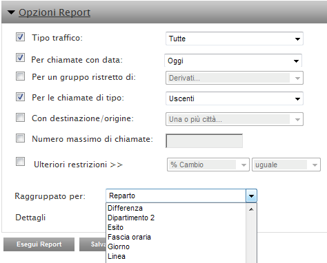 Per i reprt raggruppati c è invece la pssibilità di selezinare i campi su cui effettuare i raggruppamenti e decidere il livell di dettagli da mstrare.