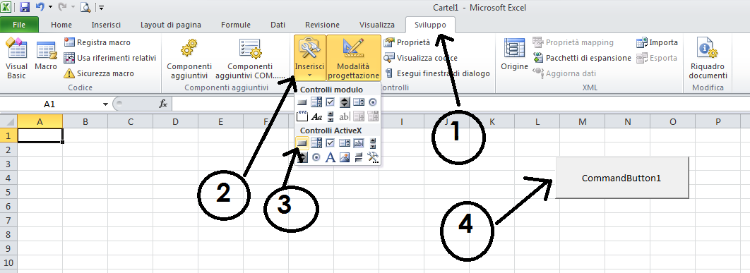 Inserire i controlli Activex. Excel Un controllo Activex è un componente software che aggiunge funzionalità ad un programma esistente.