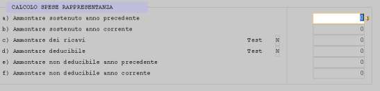 Il campo Ammontare sostenuto anno corrente viene valorizzato con il riporto dal modulo contabile se presente; in caso contrario, l utente deve inserire il dato.