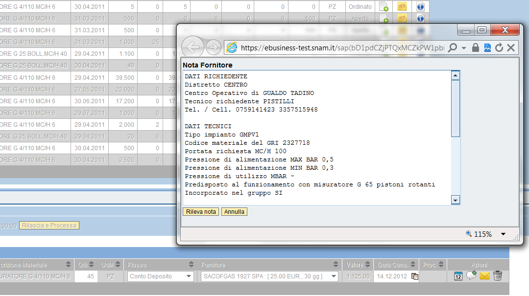 Creazione Doc di Pianificazione Parametrizzazione posizione Cliccando il tasto è possibile inserire