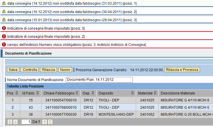 Controllo Documento di Pianificazione Cliccare il tasto per verificare la correttezza del