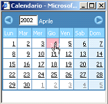 regione...). 9.3 Lo strumento calendario Per facilitare la compilazione delle date nelle schede, é previsto un utile strumento che visualizza un piccolo calendario dove andare a selezionare la data.
