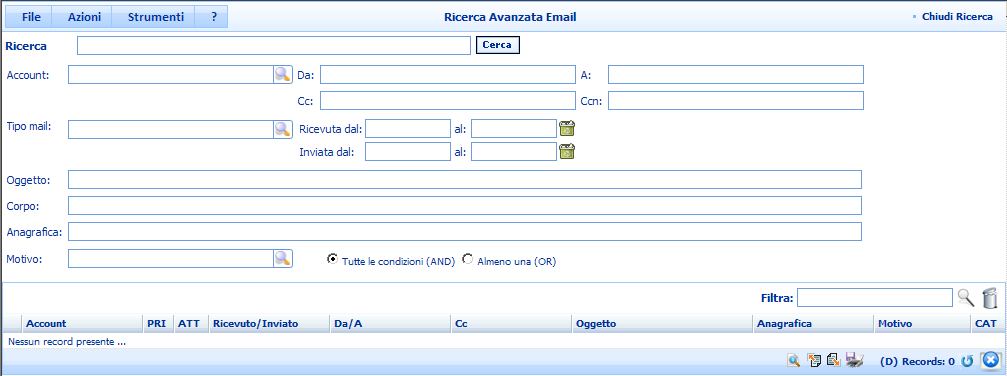 Mail Ricerca mail avanzata