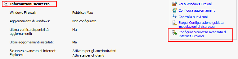 I rapporti non vengono visualizzati in Internet Explorer Soluzione: Per risolvere il problema, disattivare la protezione avanzata di Internet Explorer nei computer utilizzati per visualizzare i