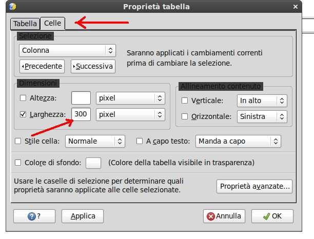 ma non nella pagina web. 6.3. Mettere uno sfondo colorato ad una tabella o ad una cella Fare clic all'interno di una cella e cliccare su Colore di sfondo tabella o cella.