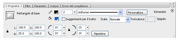 Per applicare l'attenuazione o il raddrizzamento alle linee e alle forme mentre si disegna, selezionare lo strumento attenua sulla barra degli strumenti dopo avere selezionato la linea disegnata