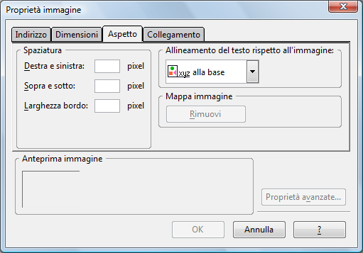 Indirizzo per selezionare il file e inserire un testo alternativo.