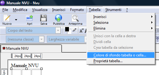 Unire e dividere celle in una tabella Per unire o dividere celle in una tabella posizionare il cursore nella cella da unire o dividere e attivare il menù Tabella scegliendo uno dei seguenti comandi: