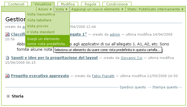 48 La pagina default di una cartella Si può fare in modo che all'apertura di