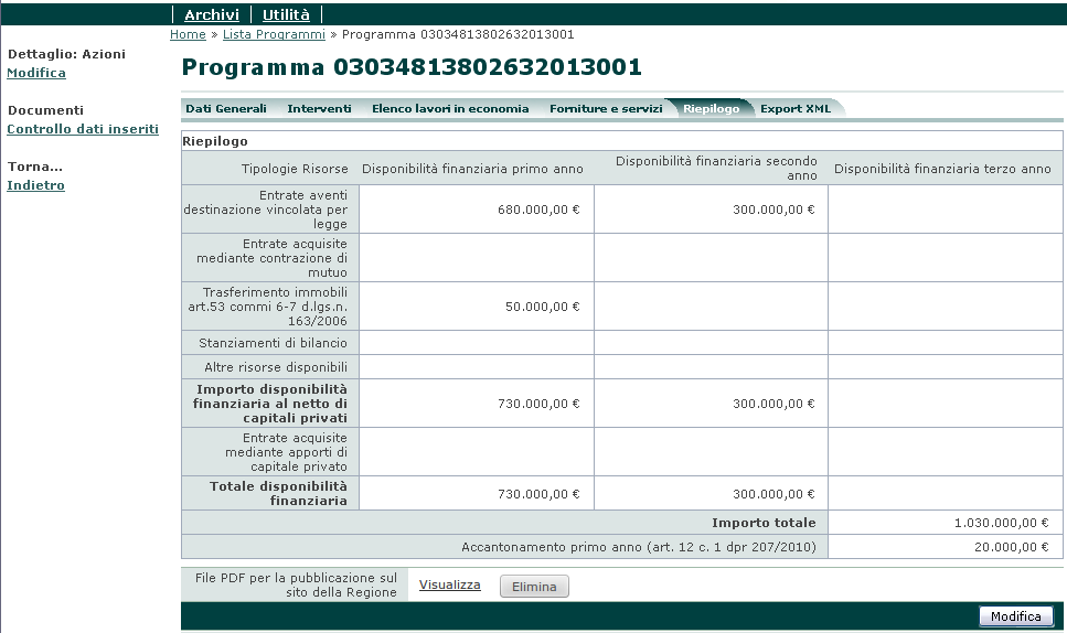 5.11.1 Eliminare il file PDF associato al programma Una volta creato il file PDF (vedi par. 5.