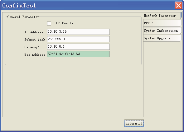 - Restart the procedure. The following window should open: Indoor IP D/N cam Quick Start Guide - Click Login to access the parameter modifications.