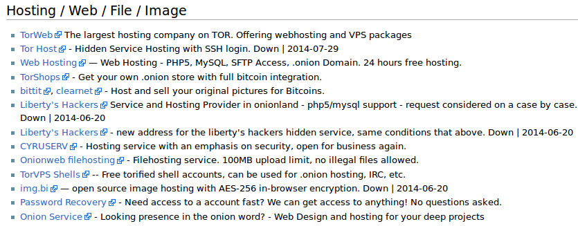 Image Hosting Services Ci sono una serie di servizi di hosting di immagini nel Darknet, come in Clearnet.