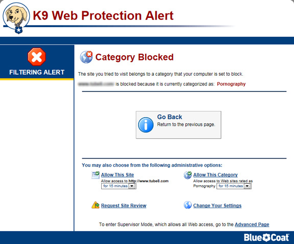 Dopo il riavvio del computer K9 Web Protection è già attivo con le impostazioni di default, basta infatti provare a cercare o navigare direttamente su un sito con contenuti "proibiti" per rendersi