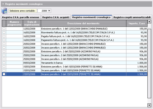 NOVA Studio Tecnico 142-14.1.1 Registro I.V.A. parcelle emesse Registro I.V.A. acquisti Registro movimenti cronologico Registro cespiti ammortizzabili Registro movimenti cronologico Il registro dei