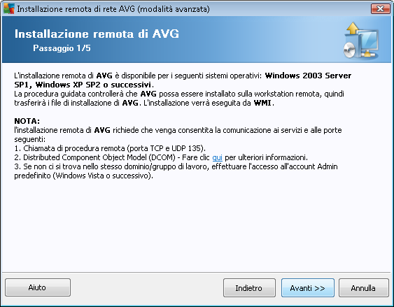 Per una corretta installazione remota, la procedura guidata innanzitutto controlla se AVG è già presente sulla workstation di destinazione, quindi trasferisce i file di installazione di AVG ed esegue